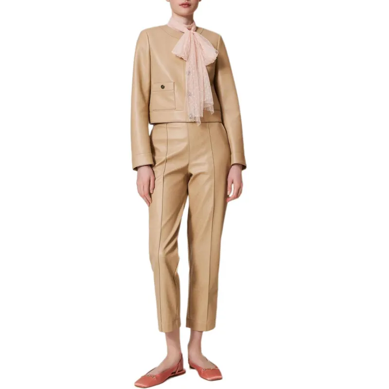 Twinset Faux leather Straight leg Trousers-1