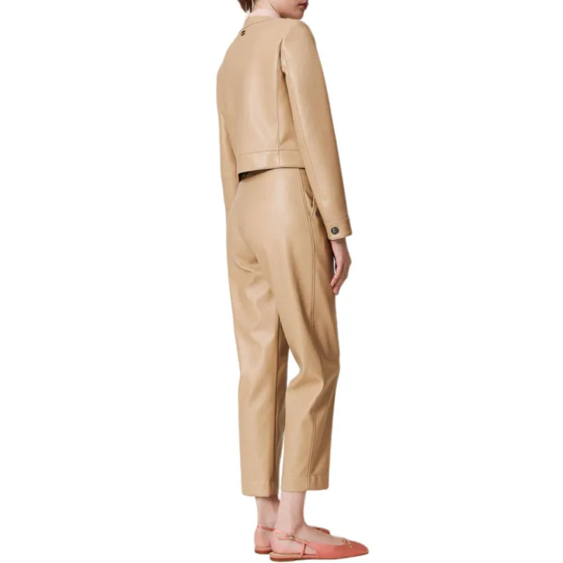 Twinset Faux leather Straight leg Trousers-2