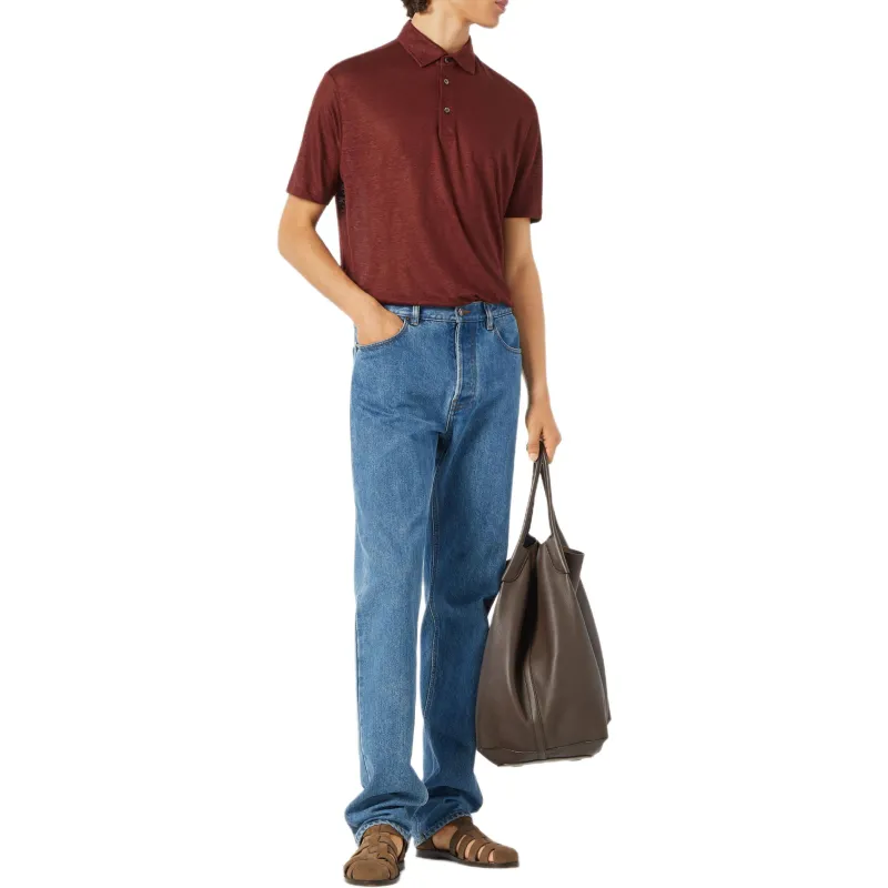 Loro Piana SS25 Polo Shirt Men's Dark Chestnut-3