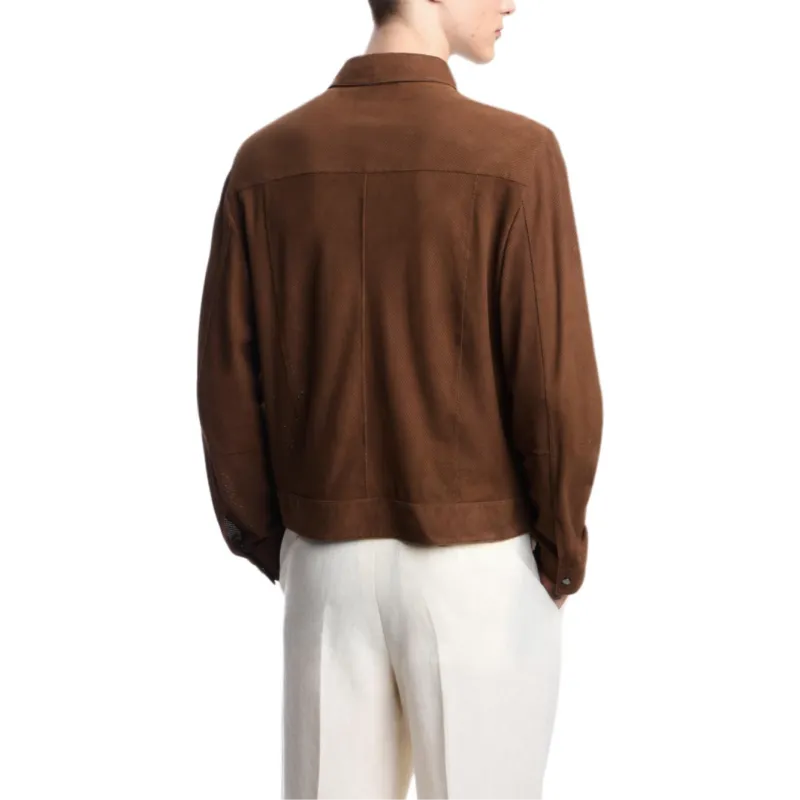 EMPORIO ARMANI Icon Goat Suede Jacket With Micro Perforations-3
