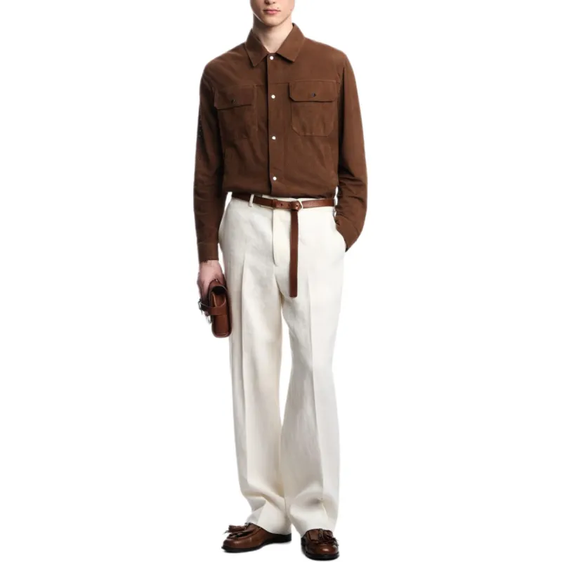 EMPORIO ARMANI Icon Goat Suede Jacket With Micro Perforations-1