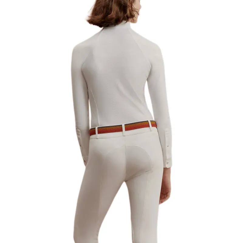 HERMES Horse Riding Collection Polo Shirt Women's White-1