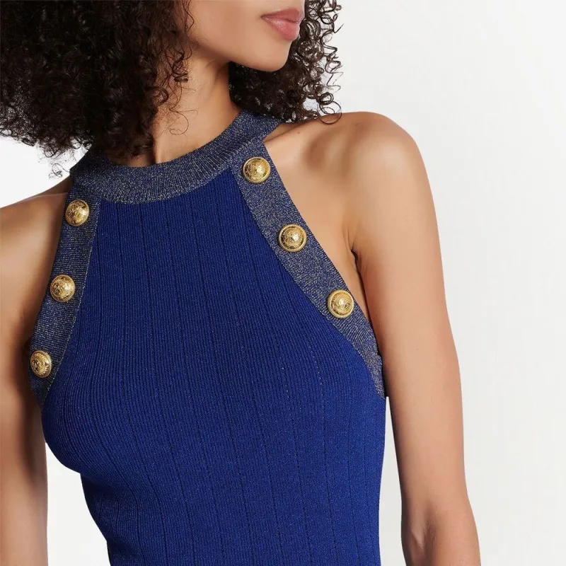 BALMAIN Sleeveless Dresses Women's Blue-2
