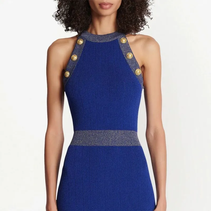 BALMAIN Sleeveless Dresses Women's Blue-3