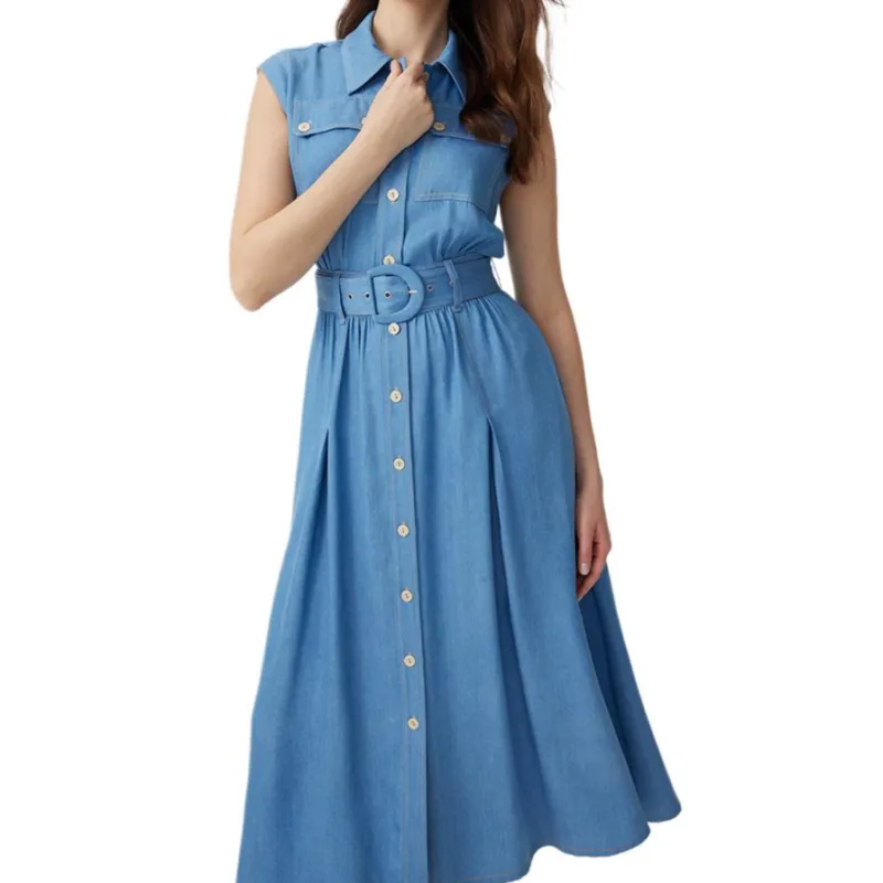 Diane Von Furstenberg FW25 Sleeveless Dress Women's Blue-4