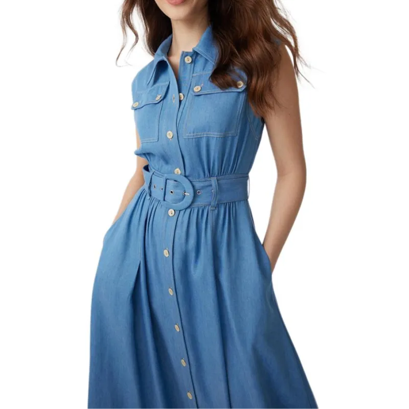 Diane Von Furstenberg FW25 Sleeveless Dress Women's Blue-3