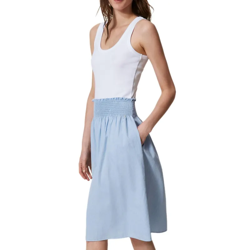 Twinset Smocked waist Midi Skirt-3