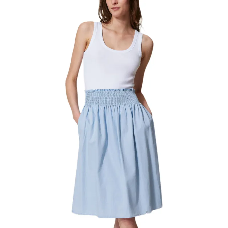 Twinset Smocked waist Midi Skirt-1