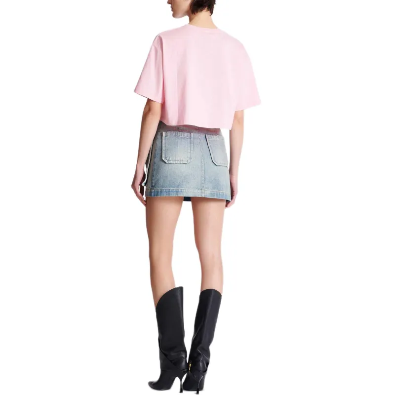 BALMAIN Cropped Logo print T shirt-4