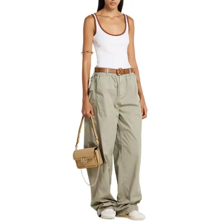 GUCCI Casual Pants Women's Gray Green-3