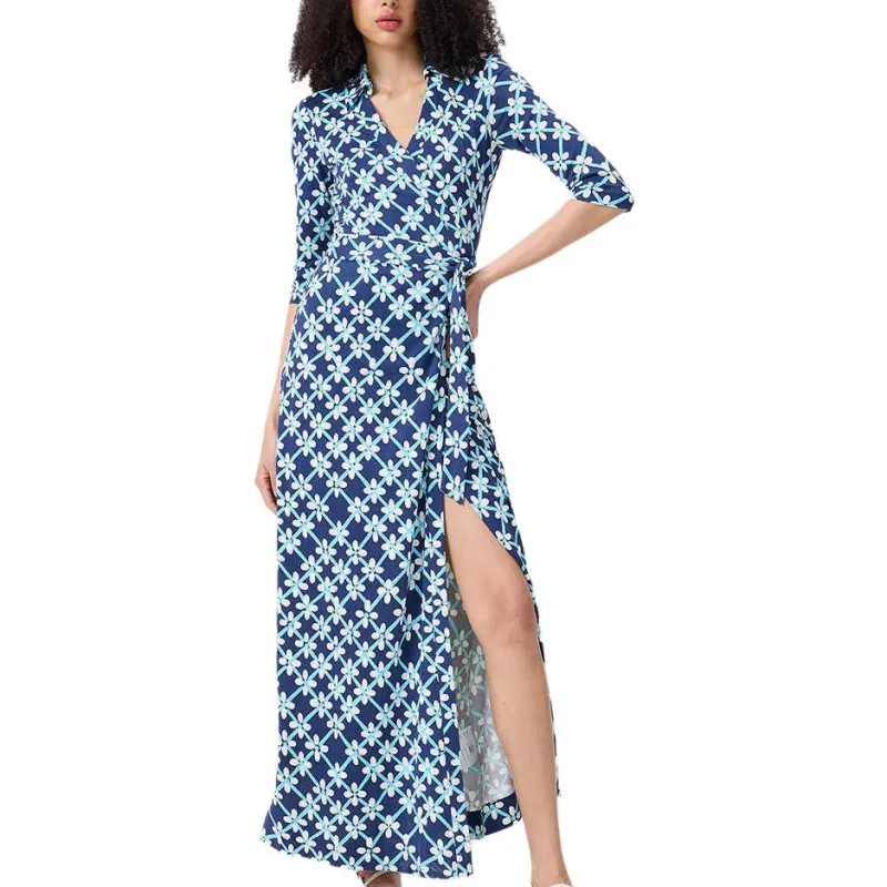 Diane Von Furstenberg FW25 Long Sleeved Dress Women's Blue-1