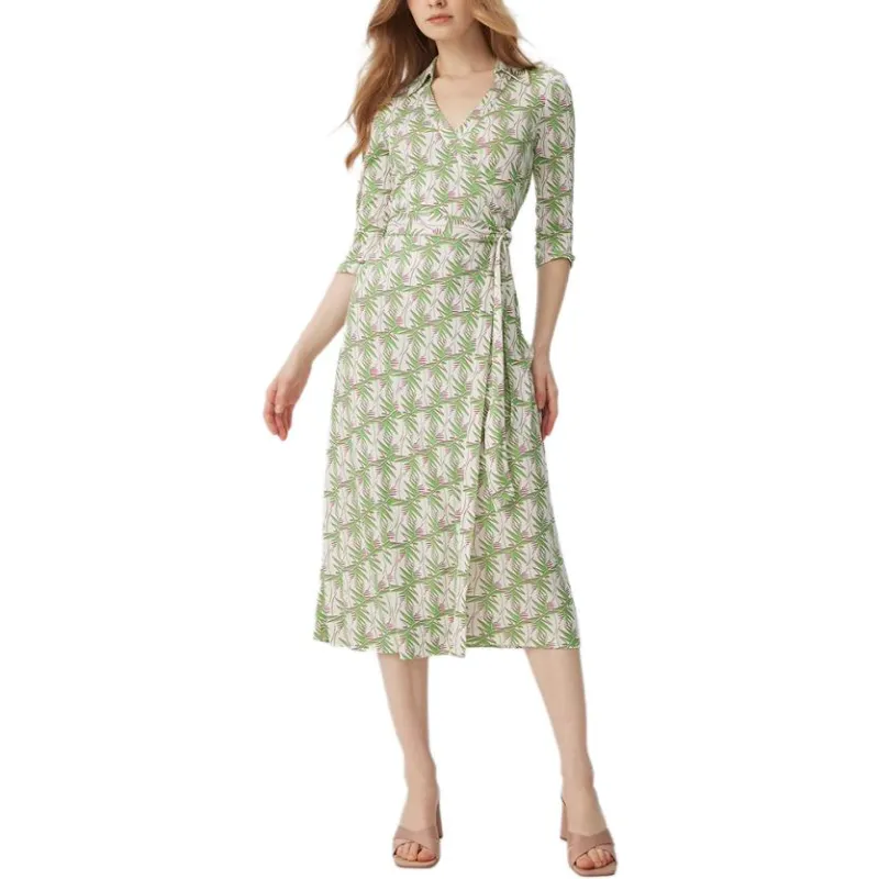 Diane Von Furstenberg SS25 Long Sleeved Dress Women's Green-2