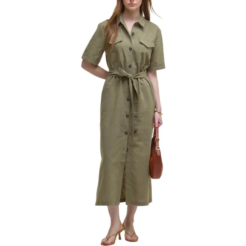BARBOUR Short Sleeved Dress Women's Dark Green-1