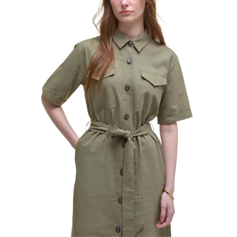 BARBOUR Short Sleeved Dress Women's Dark Green-4