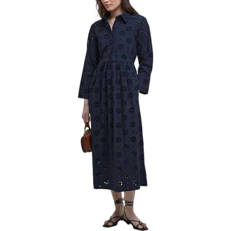 BARBOUR Long Sleeved Dress Women's Marine Blue-1