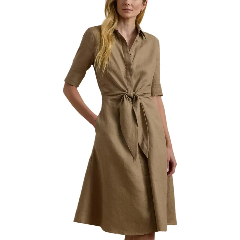 LAUREN RALPH LAUREN Short Sleeved Dress Women's Dark Khaki-2