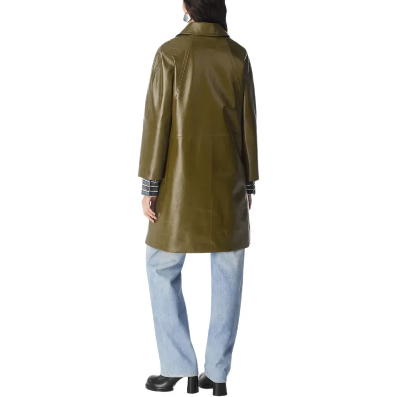 Bottega Veneta Leather Jacket Women's Olive Green-1