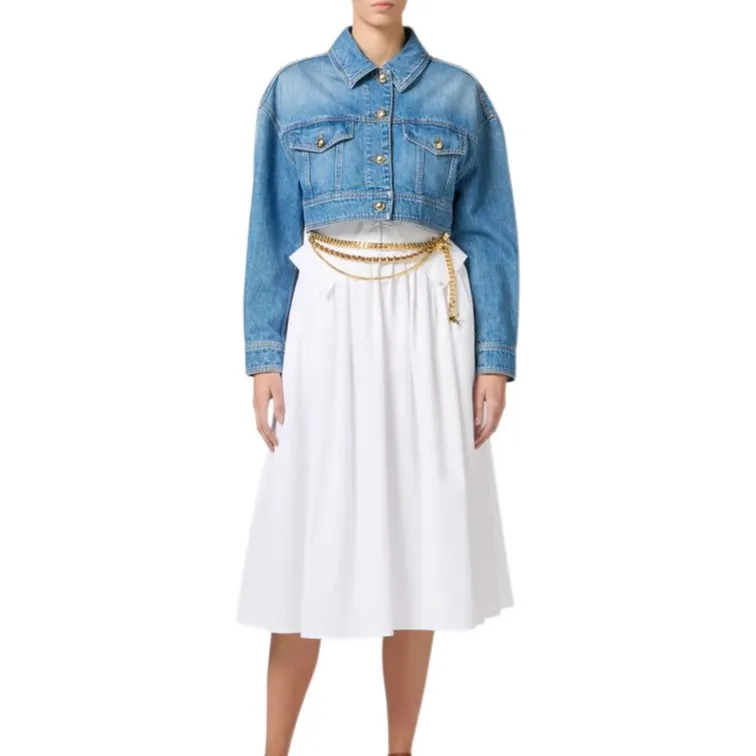 Elisabetta Franchi Oversized Cropped Denim Jacket-1
