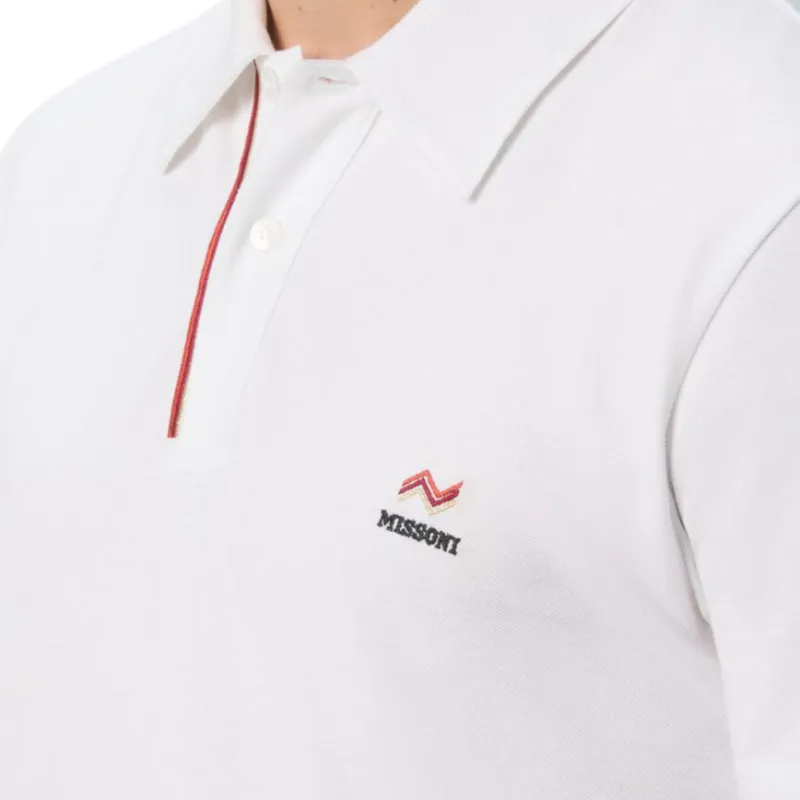 MISSONI Zigzag Embroidery And Contrasting Detail Piqué Polo Shirt-4