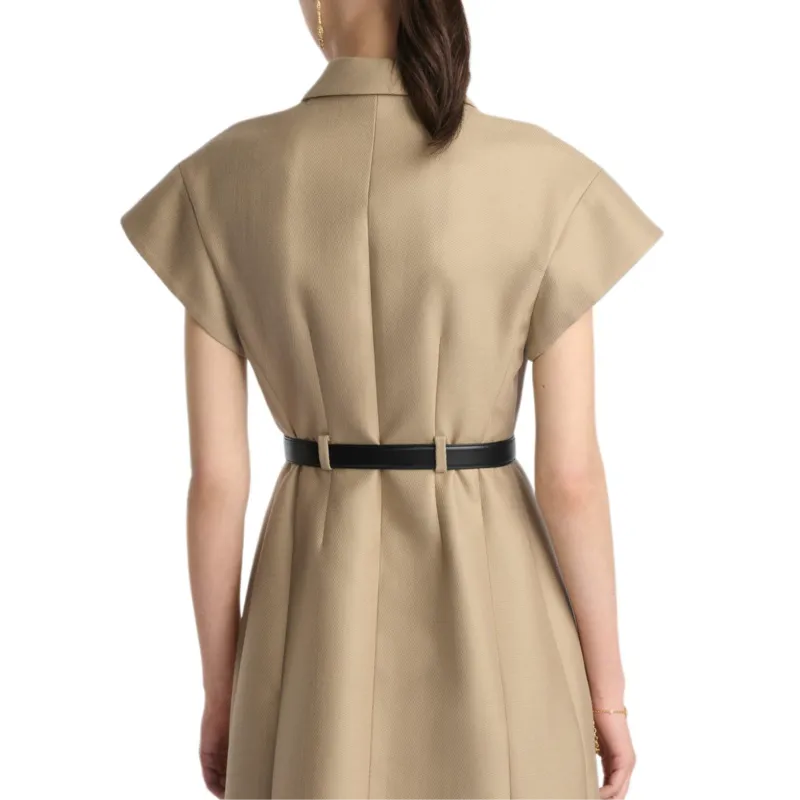 DIOR Short Sleeved Dress Women's Beige-4