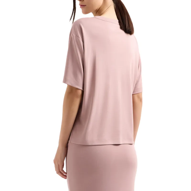 EMPORIO ARMANI EA7 Drop Shoulder Sleeve T Shirt Women's Pink-3