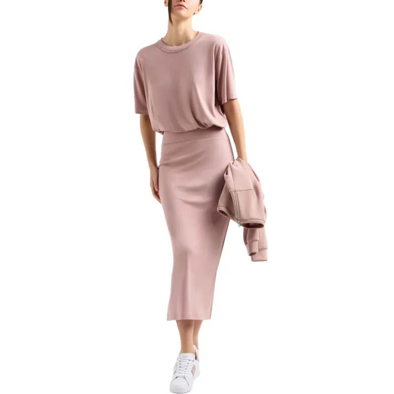 EMPORIO ARMANI EA7 Drop Shoulder Sleeve T Shirt Women's Pink-2