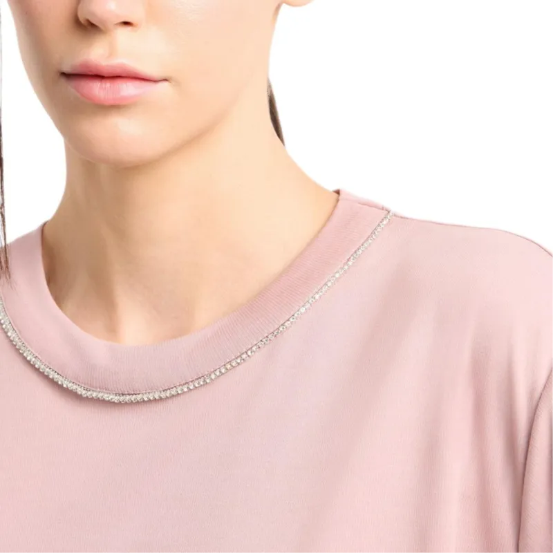 EMPORIO ARMANI EA7 Drop Shoulder Sleeve T Shirt Women's Pink-4