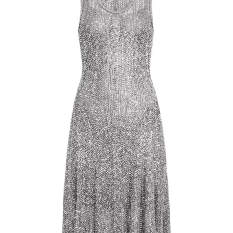 Alaia Sequin Knit Skater Dress-4
