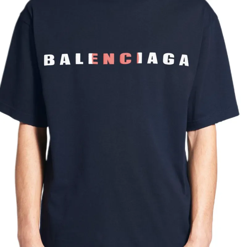 Balenciaga T Shirt Regular Fit Men's Marine Blue-6