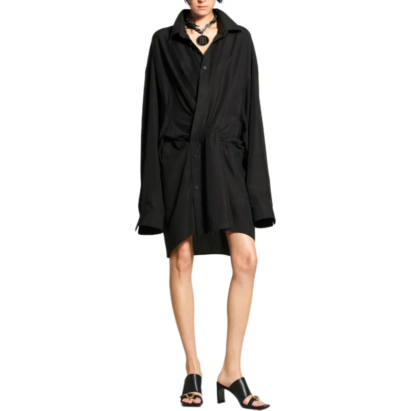 Balenciaga Long Sleeved Dress Slim Fit Women's Black-3