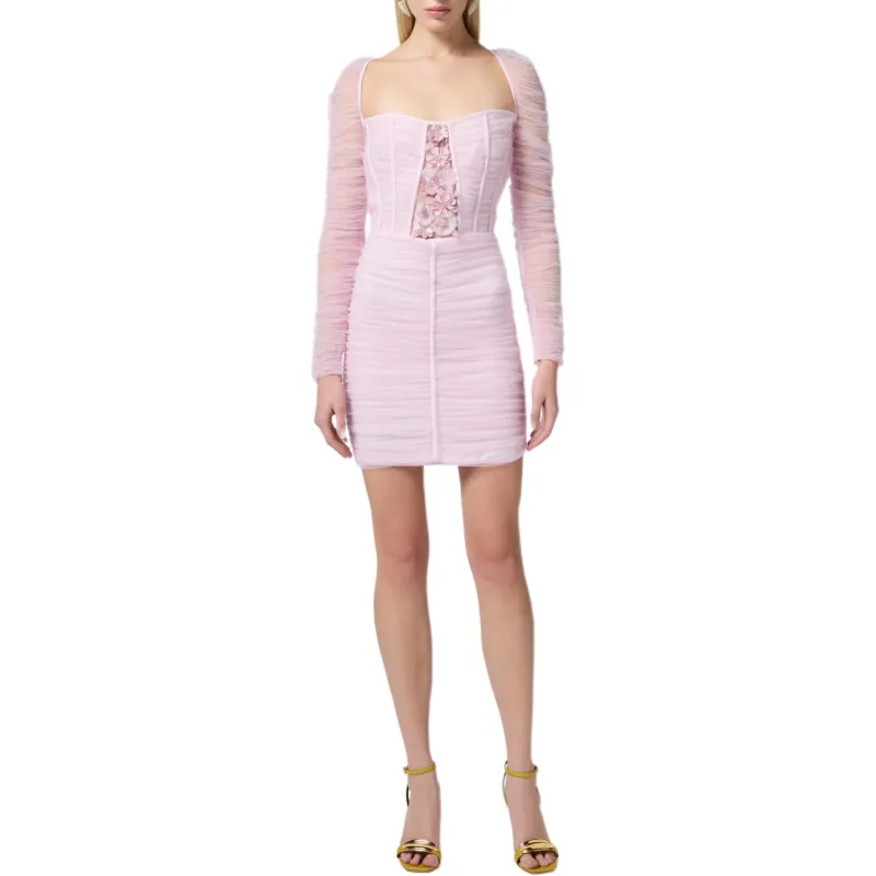 Elisabetta Franchi Long Sleeved Dress Women's Pink-1