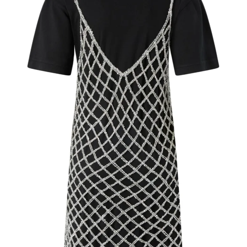 PINKO Beaded Mesh overlay Dress-2