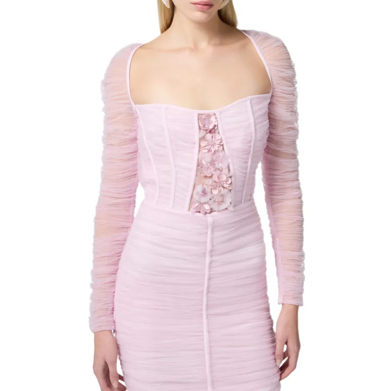 Elisabetta Franchi Long Sleeved Dress Women's Pink-3