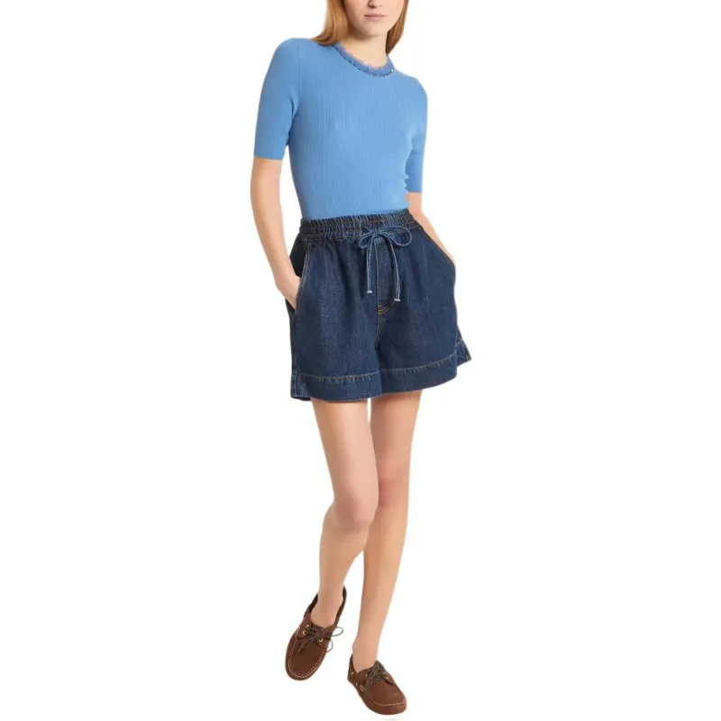 PAROSH Denim Shorts Women's Blue-3