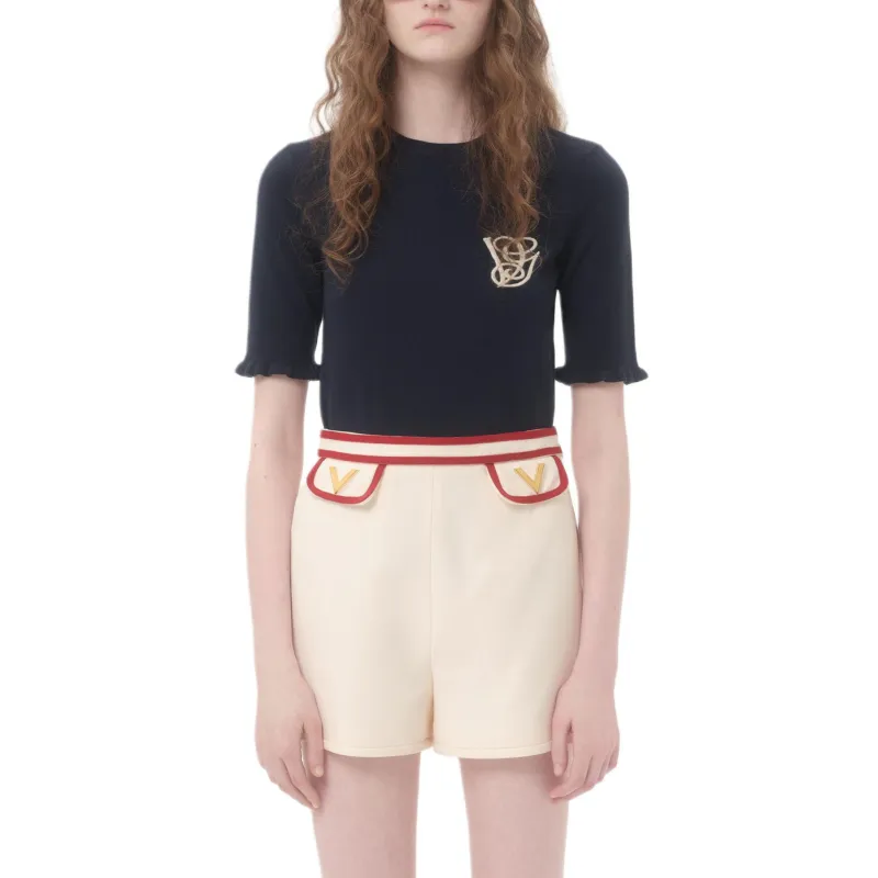 Valentino Embroidered Wool Top-1