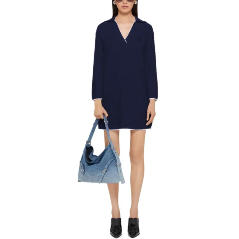 Givenchy SS25 Long Sleeved Dress Women's Dark Blue-1