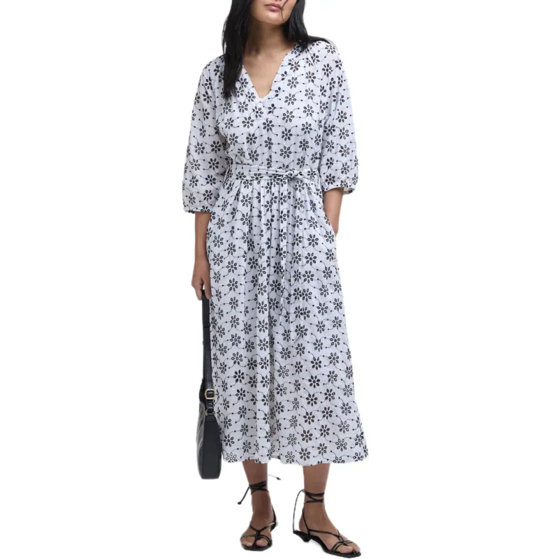 BARBOUR Long Sleeved Dress Women's White-2