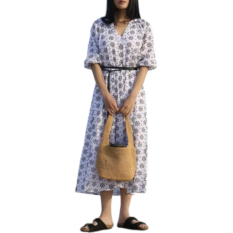 BARBOUR Long Sleeved Dress Women's White-1