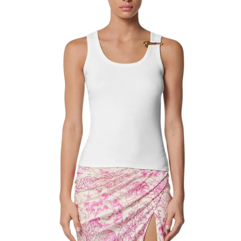 VERSACE Safety Pin Ribbed Tank Top-1