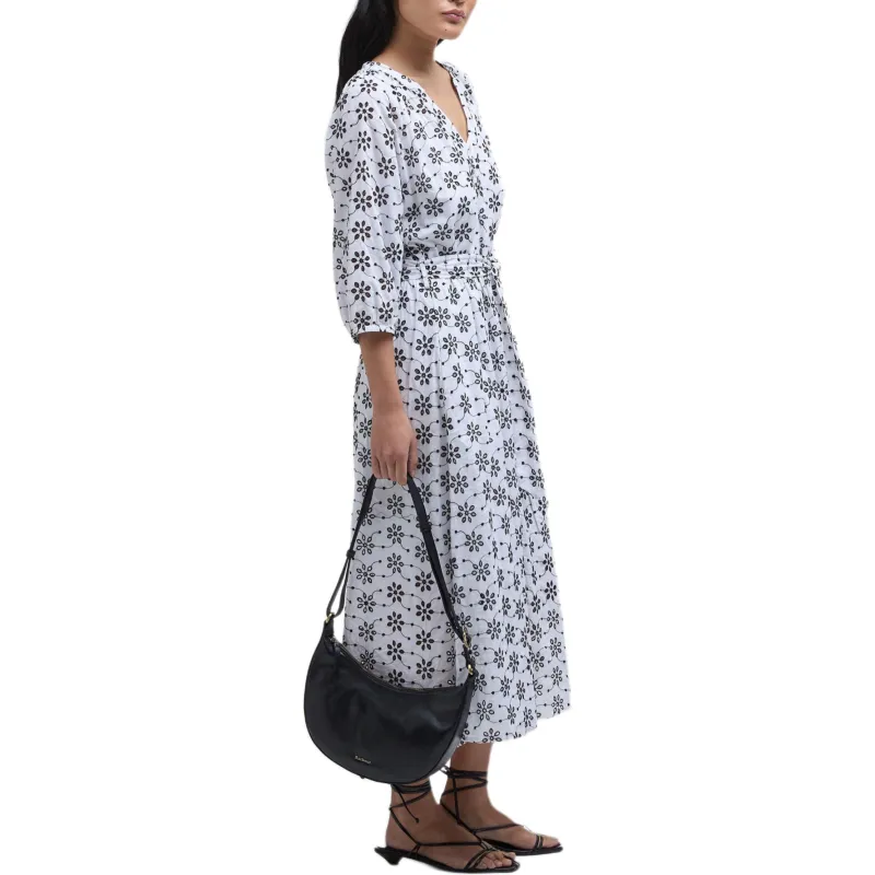 BARBOUR Long Sleeved Dress Women's White-4