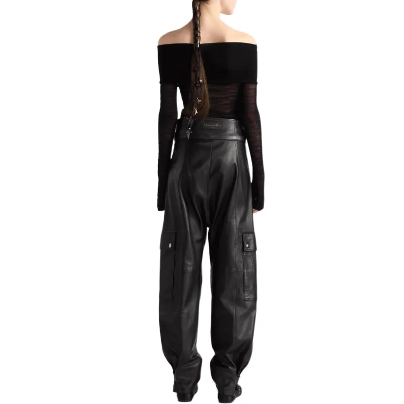DIOR Leather Pants Women's Black-1