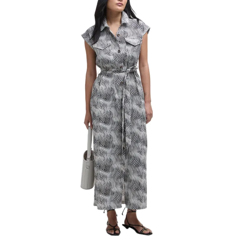 BARBOUR Short Sleeved Dress Women's Black White-1
