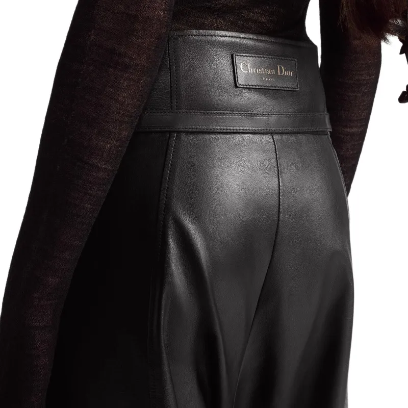 DIOR Leather Pants Women's Black-2