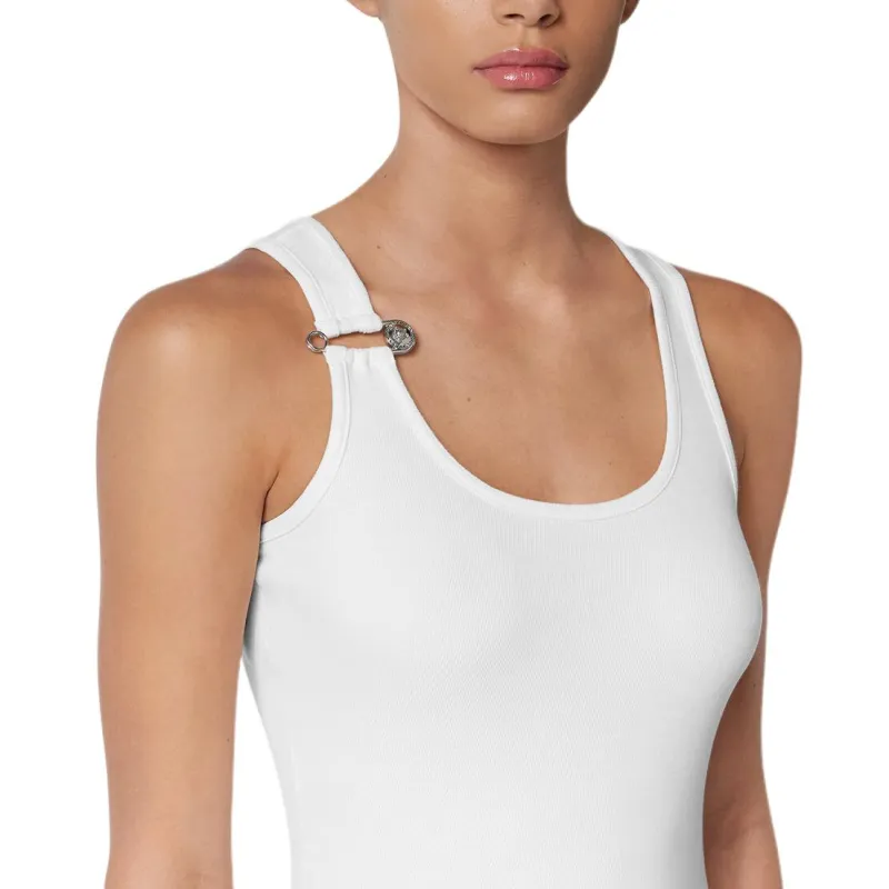 VERSACE Safety Pin Sleeveless Dress Women's White-4