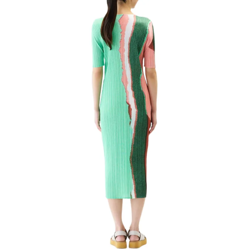 PLEATS PLEASE ISSEY MIYAKE Short Sleeved Dress Women's Green-3