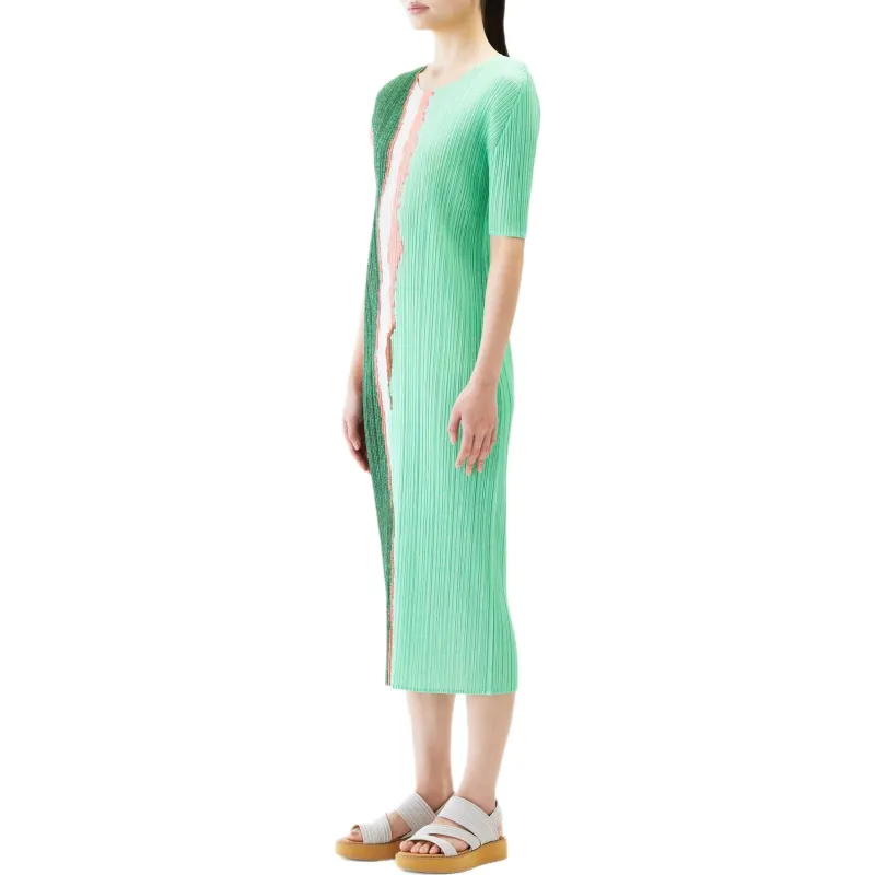 PLEATS PLEASE ISSEY MIYAKE Short Sleeved Dress Women's Green-4