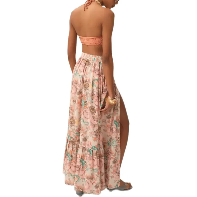 Chloe Casual Long Skirt Women's Mud Gray-3