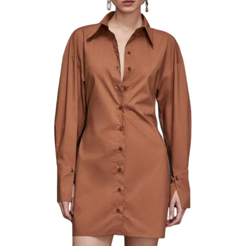 Patrizia Pepe SS25 Long Sleeved Dress Women's Brown-1