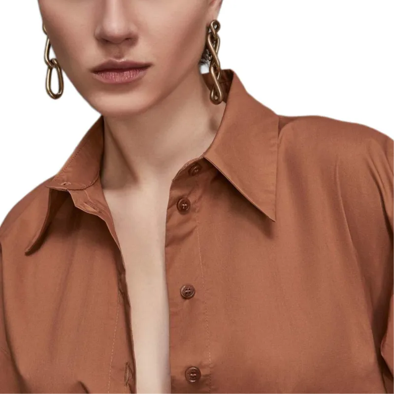 Patrizia Pepe SS25 Long Sleeved Dress Women's Brown-4