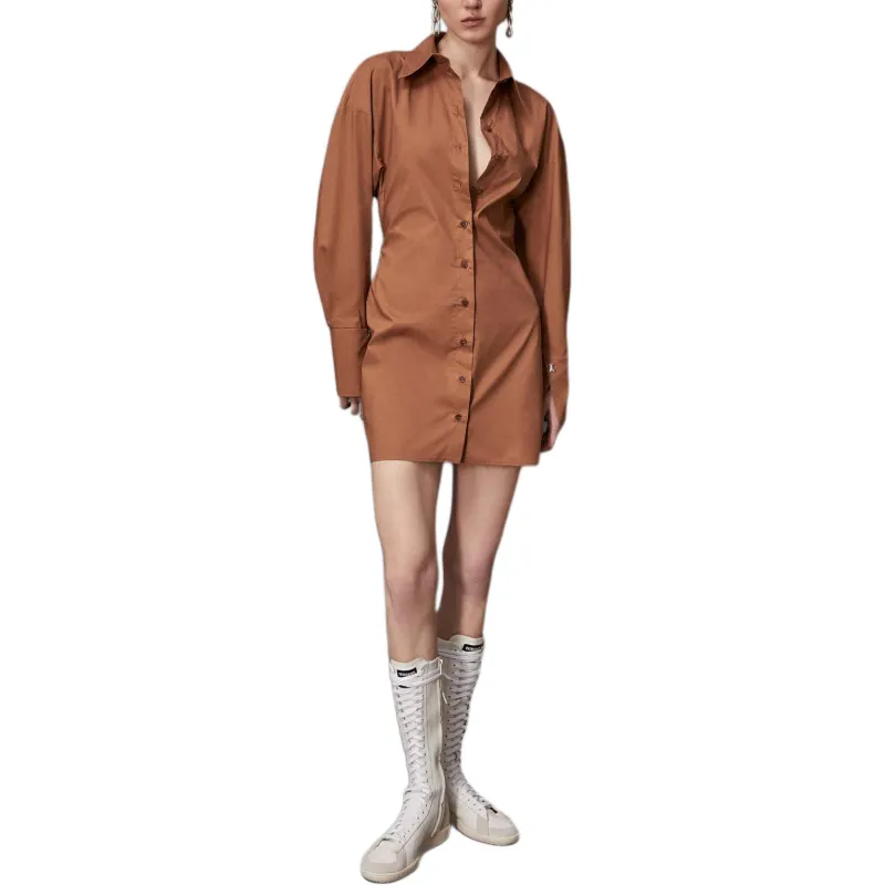 Patrizia Pepe SS25 Long Sleeved Dress Women's Brown-2